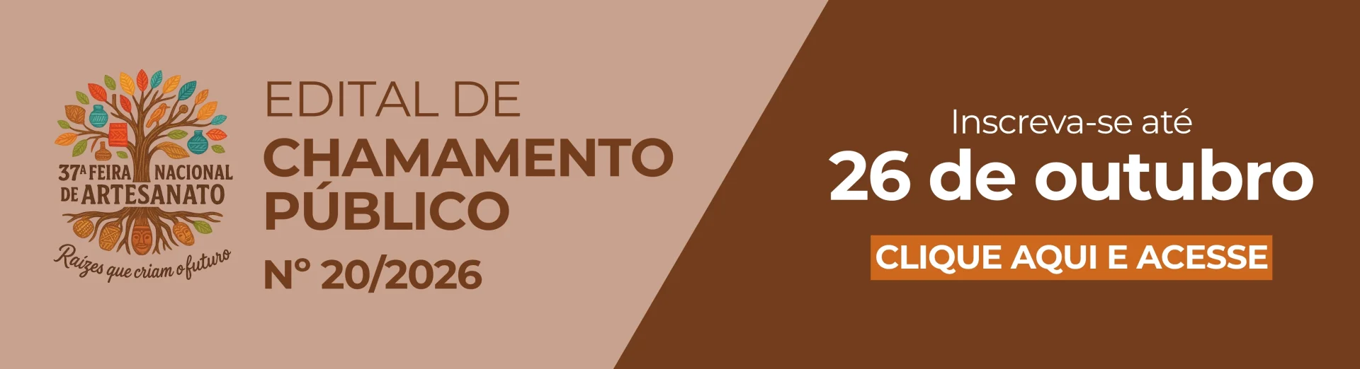 Edital de Chamamento Público Nº 20/2026 - 37ª Feira Nacional de Artesanato, em Belo Horizonte/MG